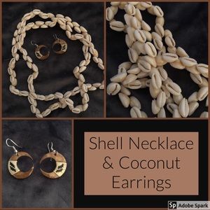 Women’s Shell Necklace & Coconut Earrings